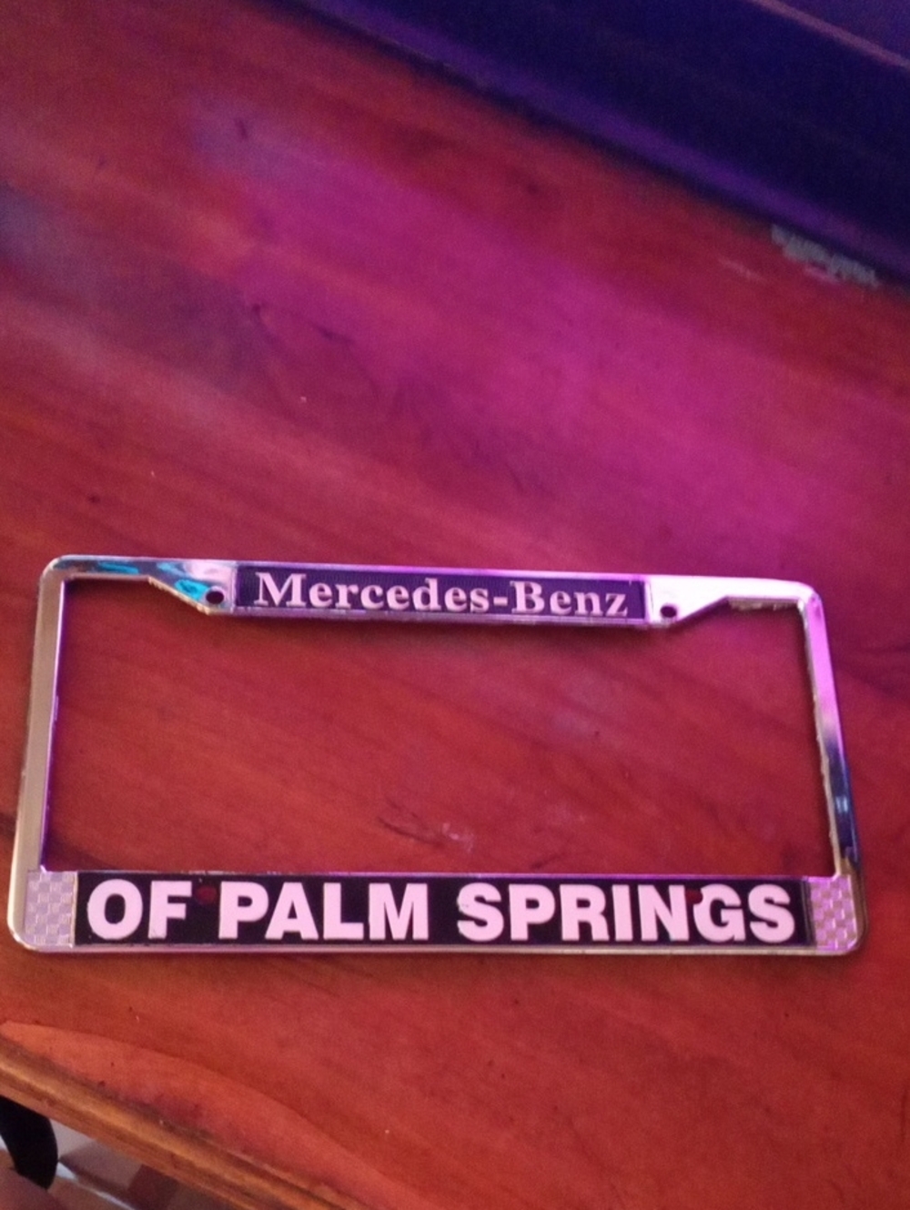 Palm Springs Chrome License Plate Frame - Black & Silver